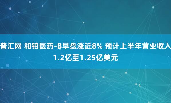 普汇网 和铂医药-B早盘涨近8% 预计上半年营业收入1.2亿至1.25亿美元